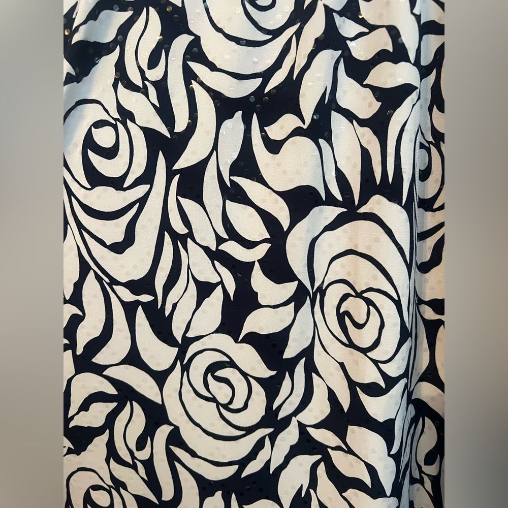 MSK Navy & White Floral spring Dress Sleeveless Ruffle Hem Size Large NWT - Picture 5 of 11